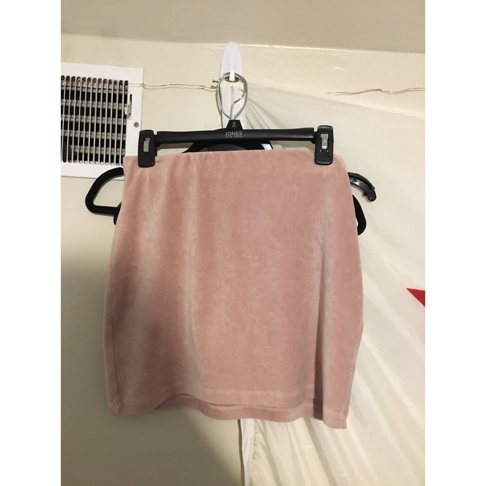 Pink velvet skirt